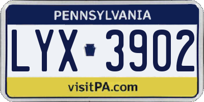 PA license plate LYX3902