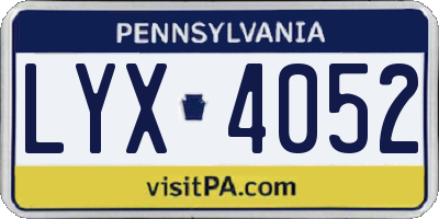 PA license plate LYX4052