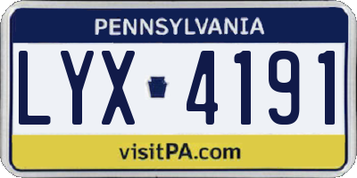 PA license plate LYX4191