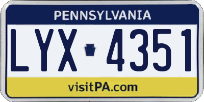 PA license plate LYX4351