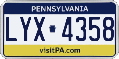 PA license plate LYX4358