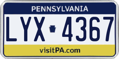 PA license plate LYX4367