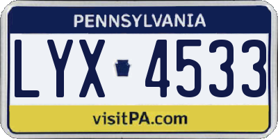 PA license plate LYX4533