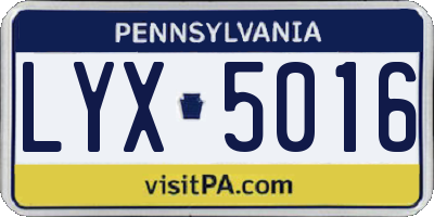 PA license plate LYX5016