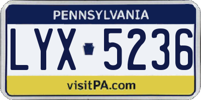 PA license plate LYX5236