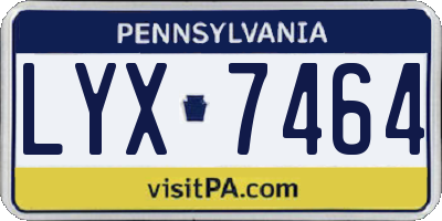 PA license plate LYX7464