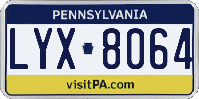PA license plate LYX8064