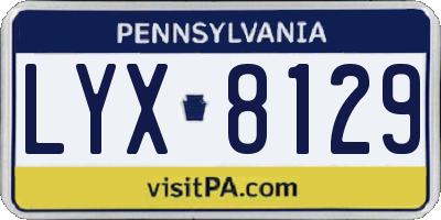 PA license plate LYX8129