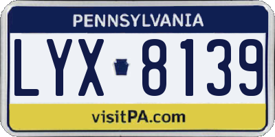 PA license plate LYX8139