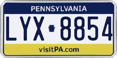 PA license plate LYX8854