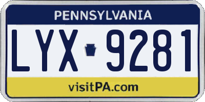 PA license plate LYX9281