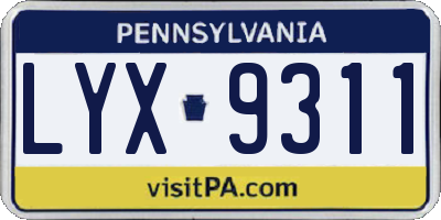 PA license plate LYX9311