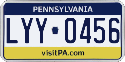 PA license plate LYY0456