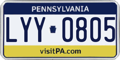 PA license plate LYY0805