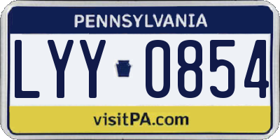 PA license plate LYY0854