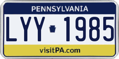 PA license plate LYY1985