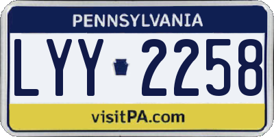 PA license plate LYY2258