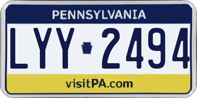 PA license plate LYY2494