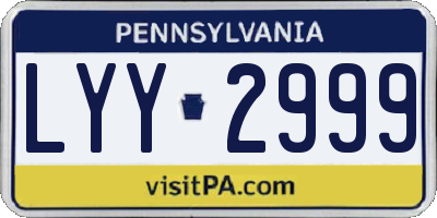 PA license plate LYY2999