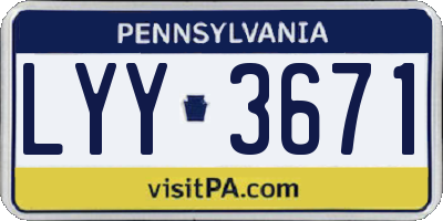 PA license plate LYY3671