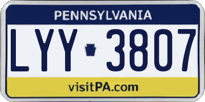 PA license plate LYY3807