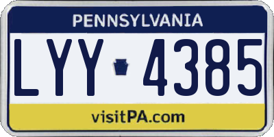 PA license plate LYY4385