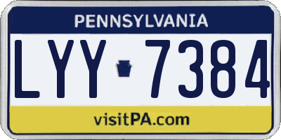 PA license plate LYY7384