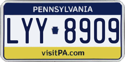 PA license plate LYY8909