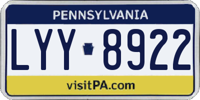 PA license plate LYY8922