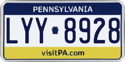 PA license plate LYY8928