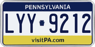 PA license plate LYY9212