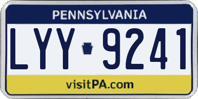 PA license plate LYY9241