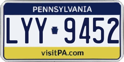 PA license plate LYY9452