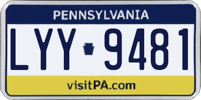 PA license plate LYY9481