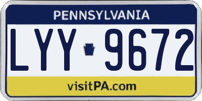 PA license plate LYY9672