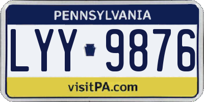 PA license plate LYY9876