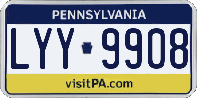 PA license plate LYY9908