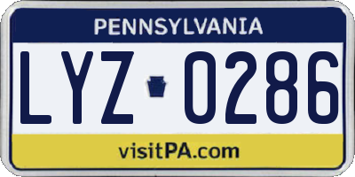 PA license plate LYZ0286