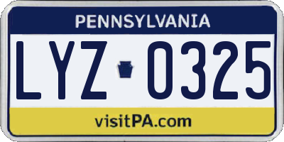 PA license plate LYZ0325