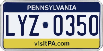 PA license plate LYZ0350