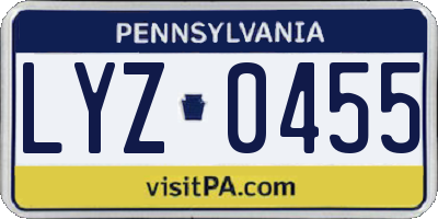 PA license plate LYZ0455