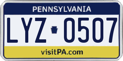 PA license plate LYZ0507