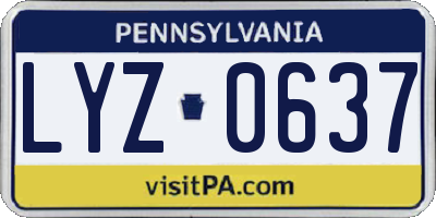 PA license plate LYZ0637