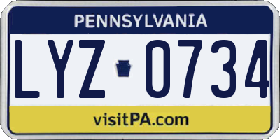 PA license plate LYZ0734