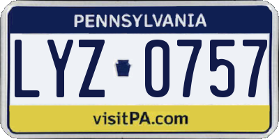 PA license plate LYZ0757
