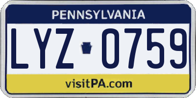 PA license plate LYZ0759