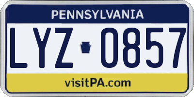 PA license plate LYZ0857