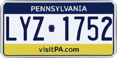 PA license plate LYZ1752