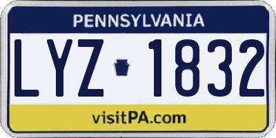 PA license plate LYZ1832