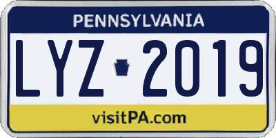 PA license plate LYZ2019